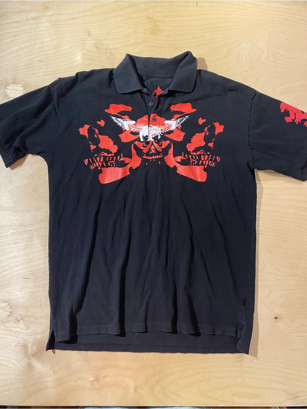 Black Label Black Polo with Red Skull Graphic 3XL (SA)